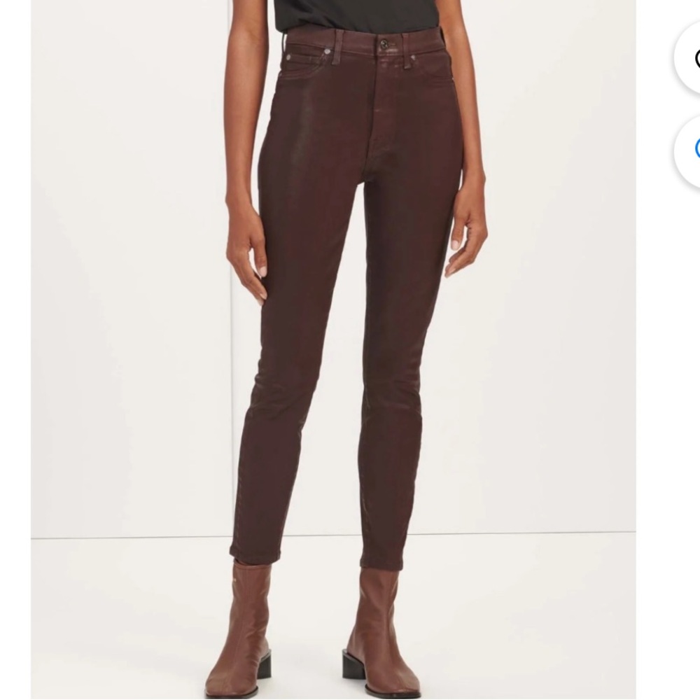 7 For All Mankind High Waist Coated Chocolate Skinny Jeans